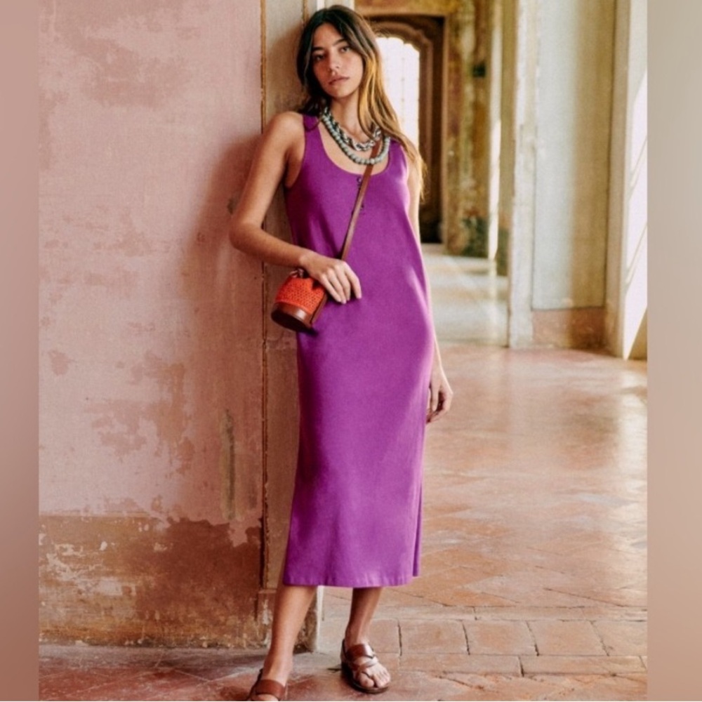 Sézane Sleeveless Midi Dress in Vivid Purple